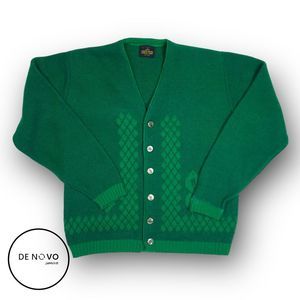 Vintage Emerald Green Men's Cardigan Sweater